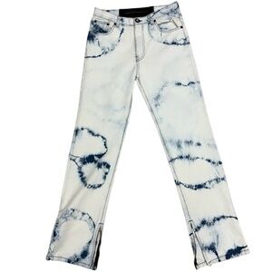 One Teaspoon Straight Leg Mid Rise Tie Dye Jeans – Size 26, Zip Hem Light Wash